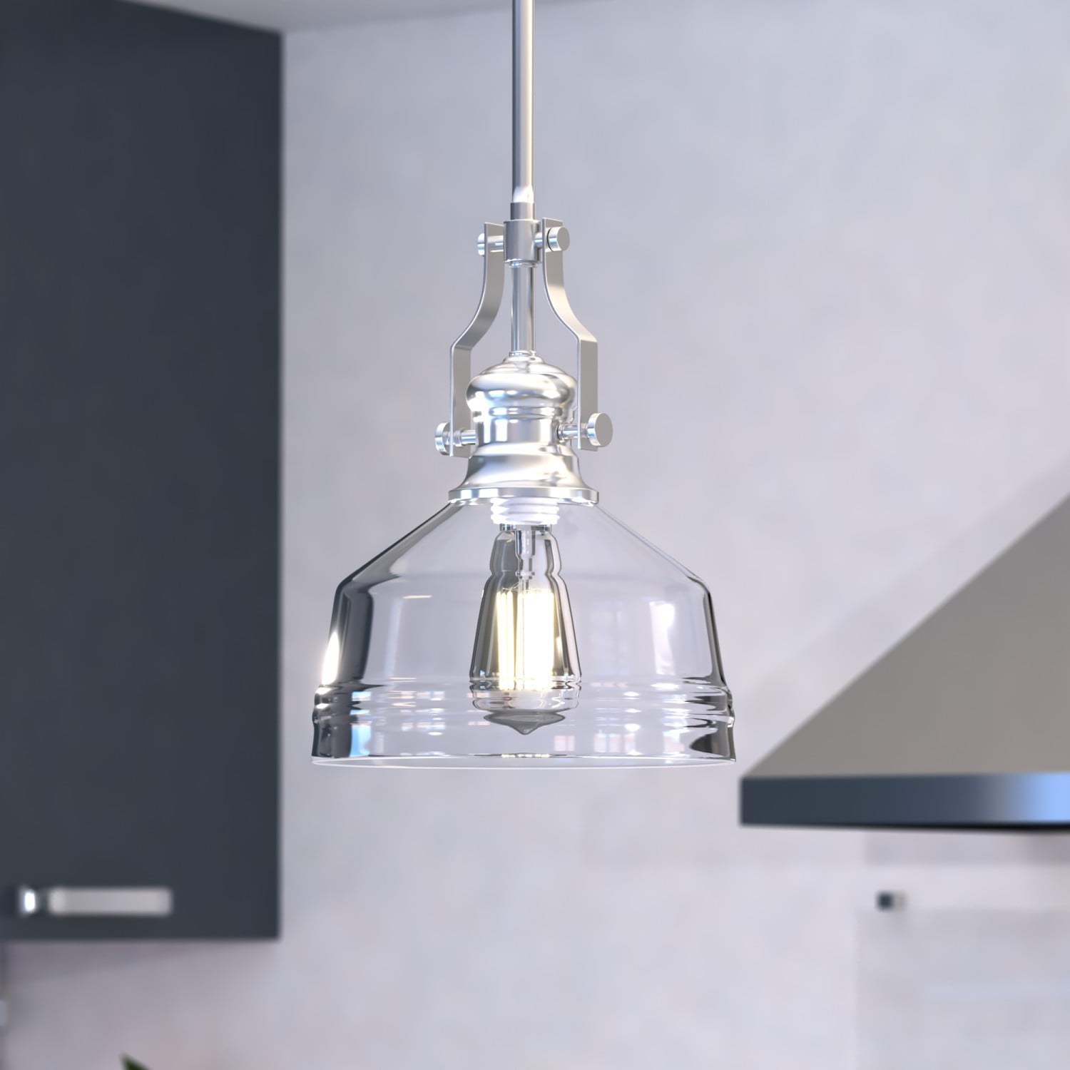 Beloit 9" Satin Nickel and Glass Mini Pendant Light