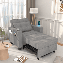 Belord 3-in-1 Sleeper Chair Bed, Pull Out Sofa Chair, Futon Couch Chair with Wireless Charging Base, USB & Type-C Ports, Convertible Sleeper Sofa Bed for Living Room, Light Grey