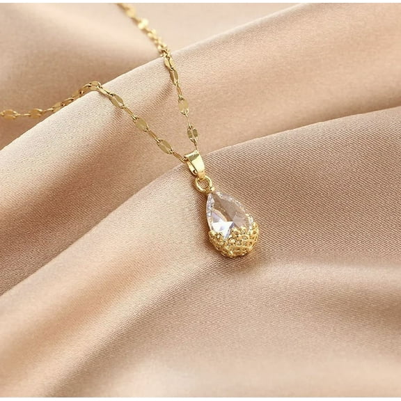 Beloved Beauty Supply LLC: 14k Gold Plated Water Droplet Necklace and 18 inch Chain