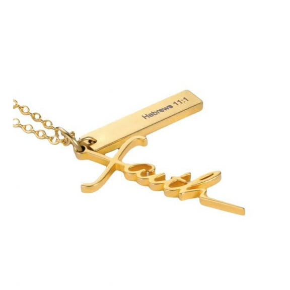 Beloved Beauty Supply LLC: 18k Gold Plated Faith Necklace w/ Engraved Bar & 21.6 Chain