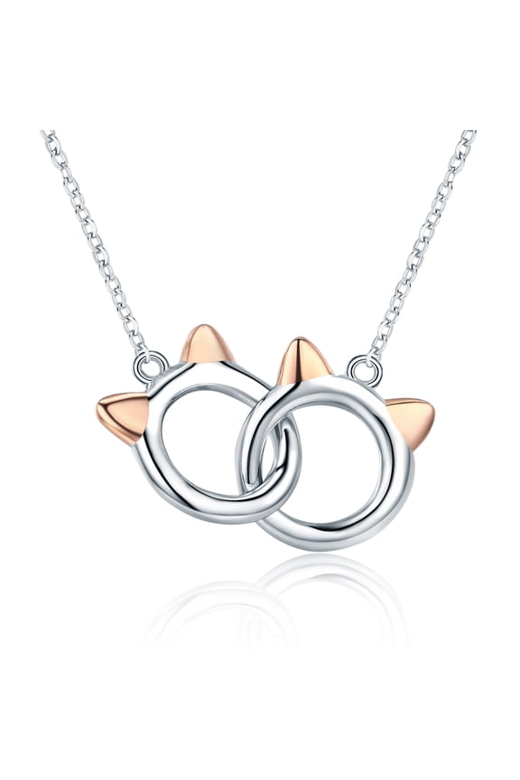 Beloved Cat Sterling Silver Necklace - 925 Silver Adjustable Chain Delicate Pendant Jewelry for Women