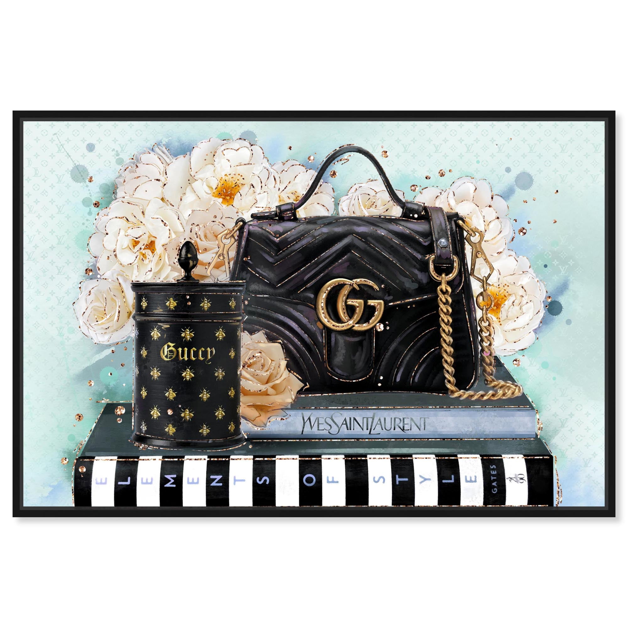 Beloved Elements Blue Canvas Fashion Art Prints by Art Remedy, Black Frame, 24" x 16"