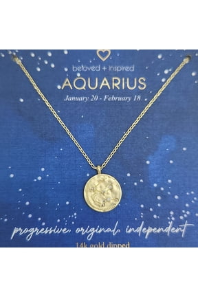 Beloved + Inspired Aquarius Zodiac Necklace, 14k Gold Dipped
