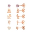 thumbnail image 1 of Beloved & Inspired Kid's Cubic Zirconia Bear Pony Ice Cream Ball Heart Stud Earrings Set, Rose Gold Plated Sterling Silver, 1 of 9