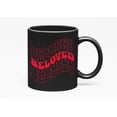 thumbnail image 1 of Beloved, Loved by God Themed, Groovy Retro Wavy Text Merch Gift, Black 11oz Ceramic Mug, 1 of 5