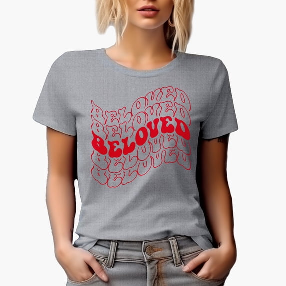 Beloved, Name for a Loved One or Special Someone, Groovy Retro Wavy Text Merch Gift, Heather Grey T-Shirt, 2XL