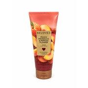 Beloved Peach Prosecco & Mimosa Flower Vegan Body Scrub for Softer Smoother-Looking Skin with Shea Butter Coconut Oil Vitamin E 8 oz Tube