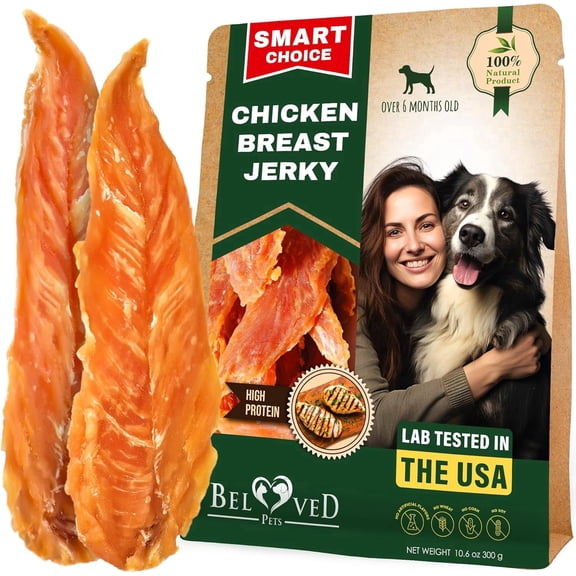 Beloved Pets Chicken Jerky Dog Treats 10.6 OZ - All Natural Snacks for Large & Small Dogs - Grain Free and High Protein Meat - Premium Quality Pet Chews
