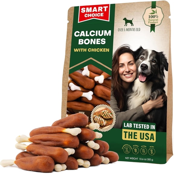Beloved Pets Dog Treats, Calcium Bones Wrapped Chicken & Rawhide Free Chew 11Oz - Pet Healthy Dried Snacks & Grain Free Meat - Bulk Best Chews for Christmas, Training Small & Large Dogs -Made for USA