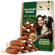 Beloved Pets Dog Calcium Bones Wrapped Chicken & Rawhide Free Chew Treats Pet Healthy Dried Snacks & Grain Free Organic Meat - Bulk Best Chews for Christmas, Training Small & Large Dogs