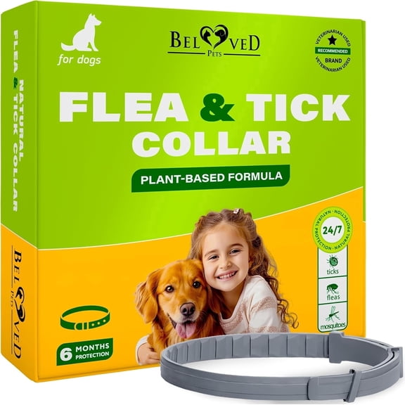 Natural Flea & Tick Collar for Dogs - 6 Months of Prevention & Safe Treatment, Anti-Flea and Tick Essential Oil Repellent (Pack of 1)