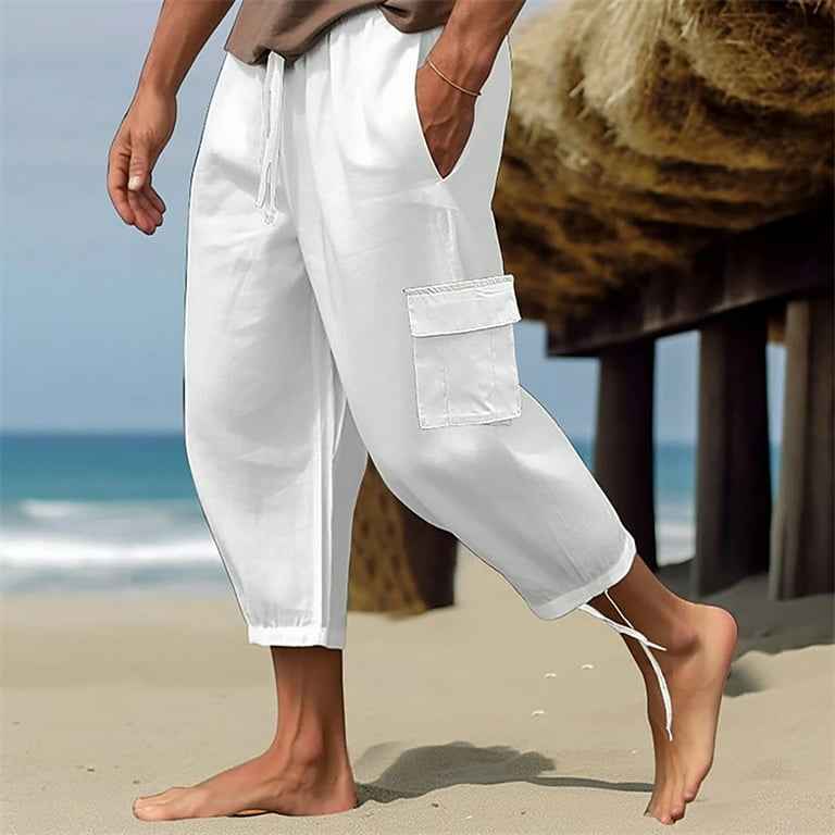 Mens white three quarter length shorts shop
