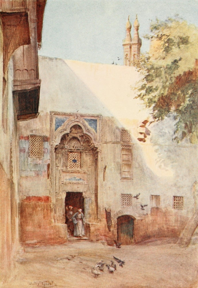 Below the Cataracts 1907 A court near El-Azhar Canvas Art - Walter Tyndale (24 x 36)