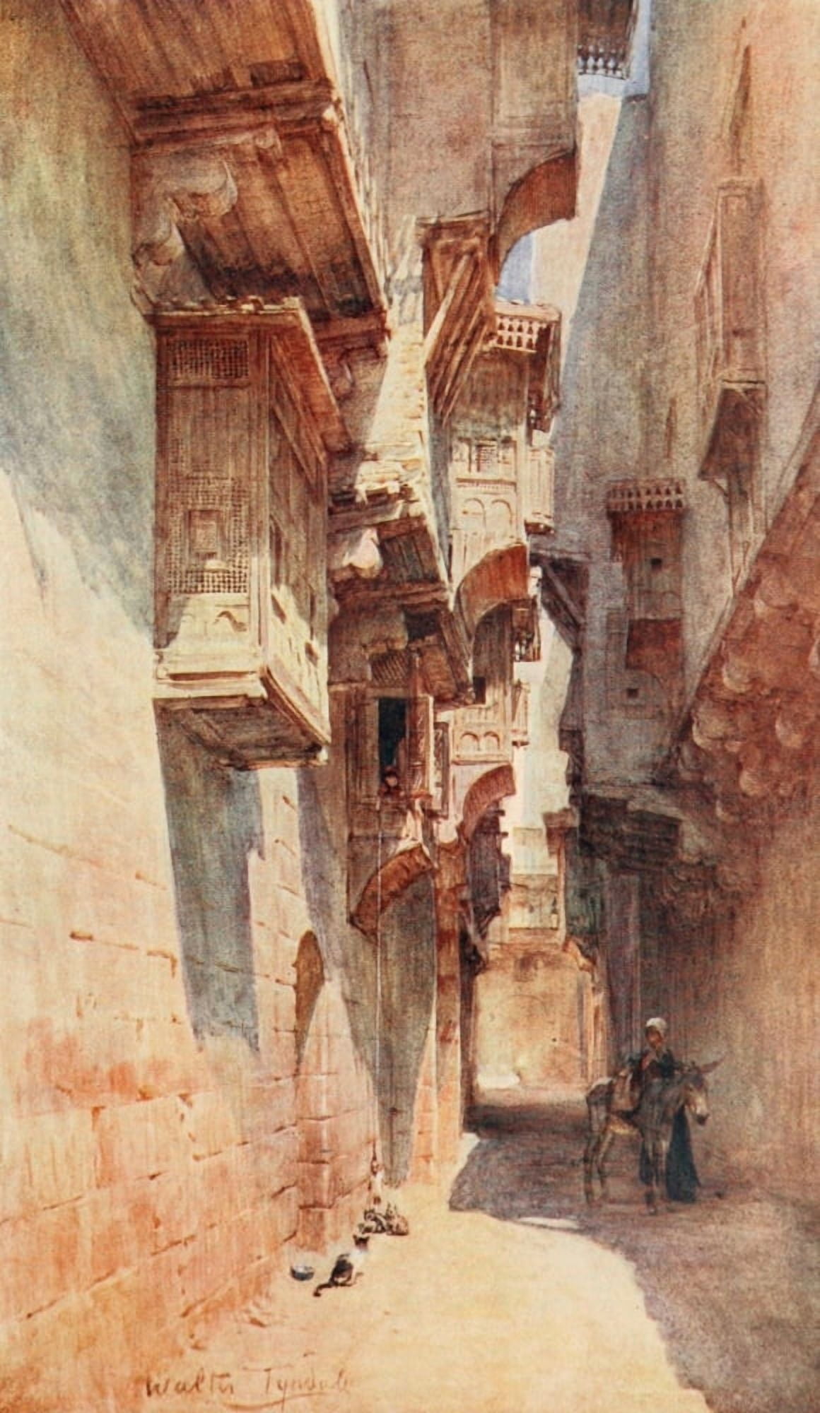 Below the Cataracts 1907 A lane in the Tulun quarter in Cairo Canvas Art - Walter Tyndale (24 x 36)