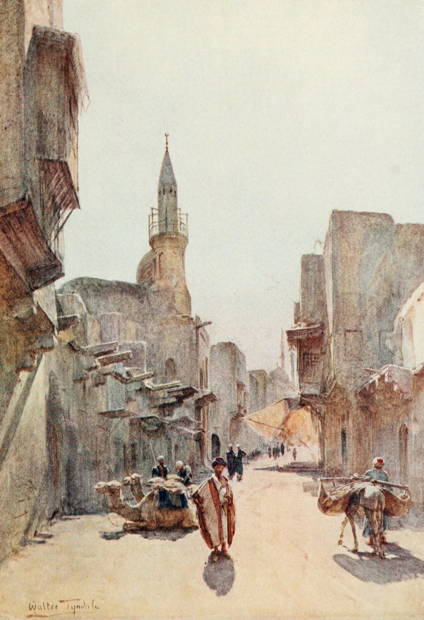 Below the Cataracts 1907 A street near the Citadel Cairo Canvas Art - Walter Tyndale (24 x 36)