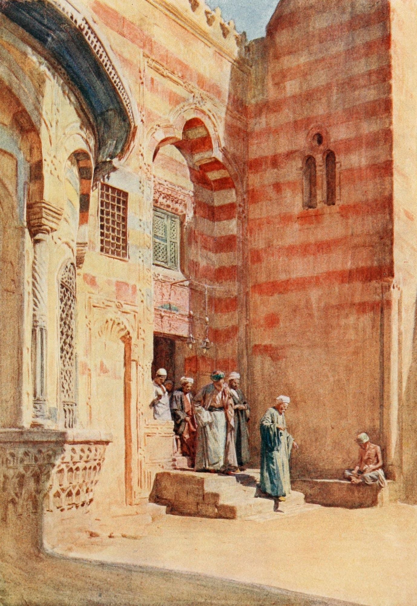 Below the Cataracts 1907 After the midday prayer Canvas Art - Walter Tyndale (18 x 24)