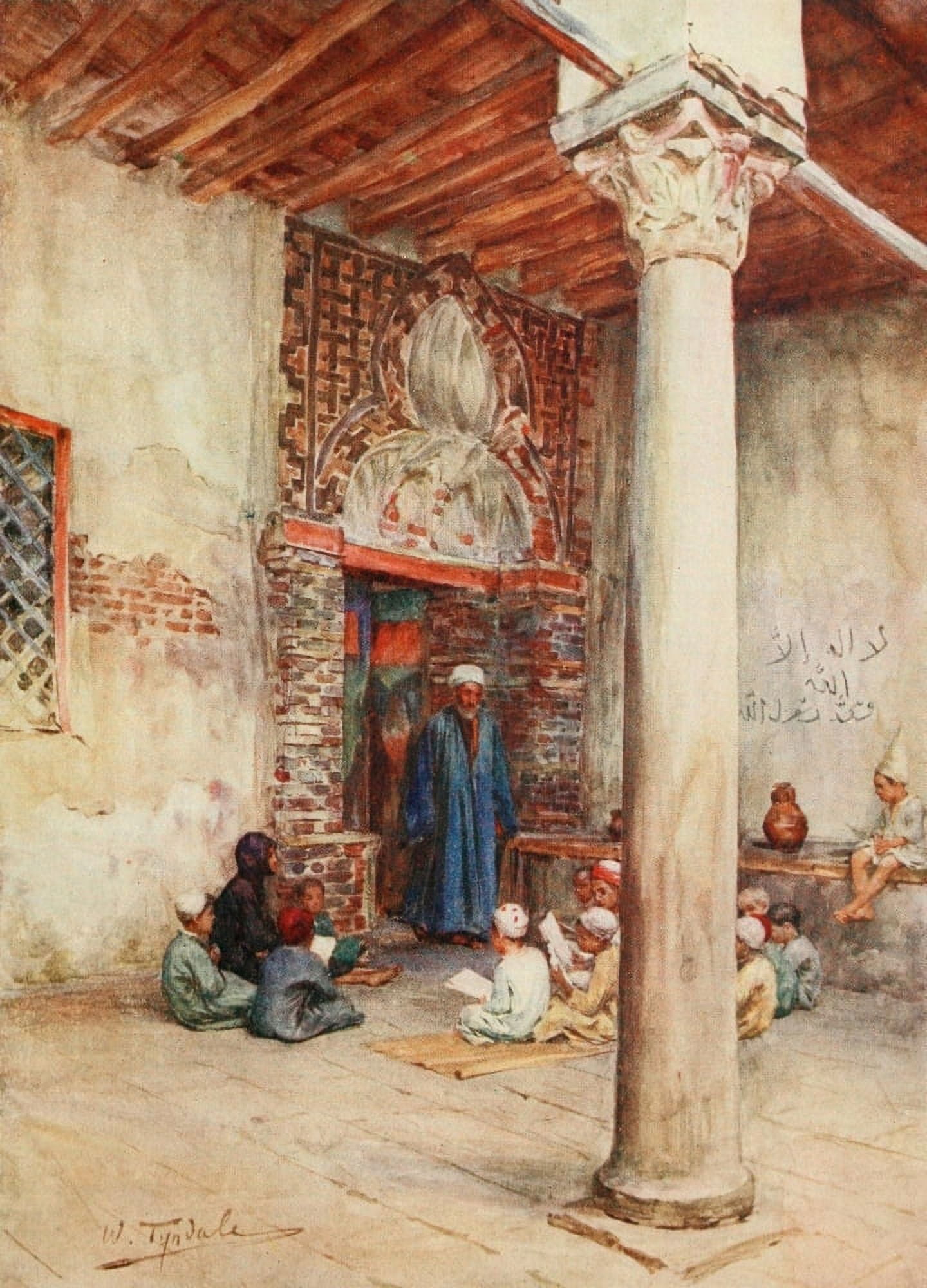 Below the Cataracts 1907 An Arab school Canvas Art - Walter Tyndale (18 x 24)