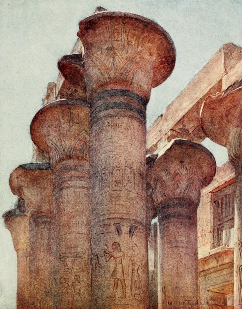 Below the Cataracts 1907 Capitals in Hypostyle Hall Karnak Canvas Art - Walter Tyndale (18 x 24)