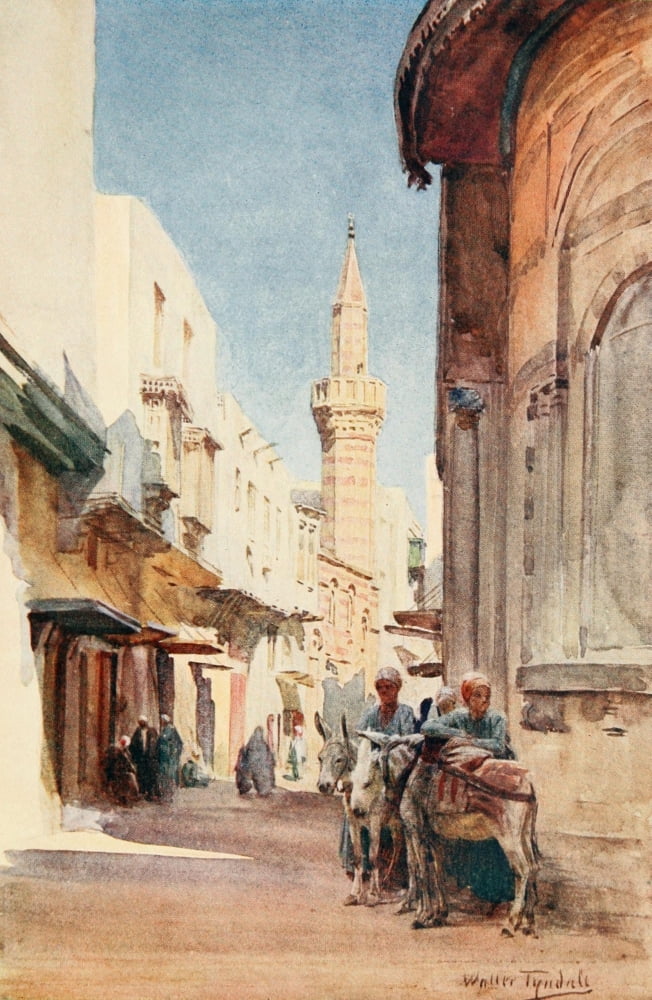 Below the Cataracts 1907 El-Gamaliyeh Cairo Canvas Art - Walter Tyndale (24 x 36)