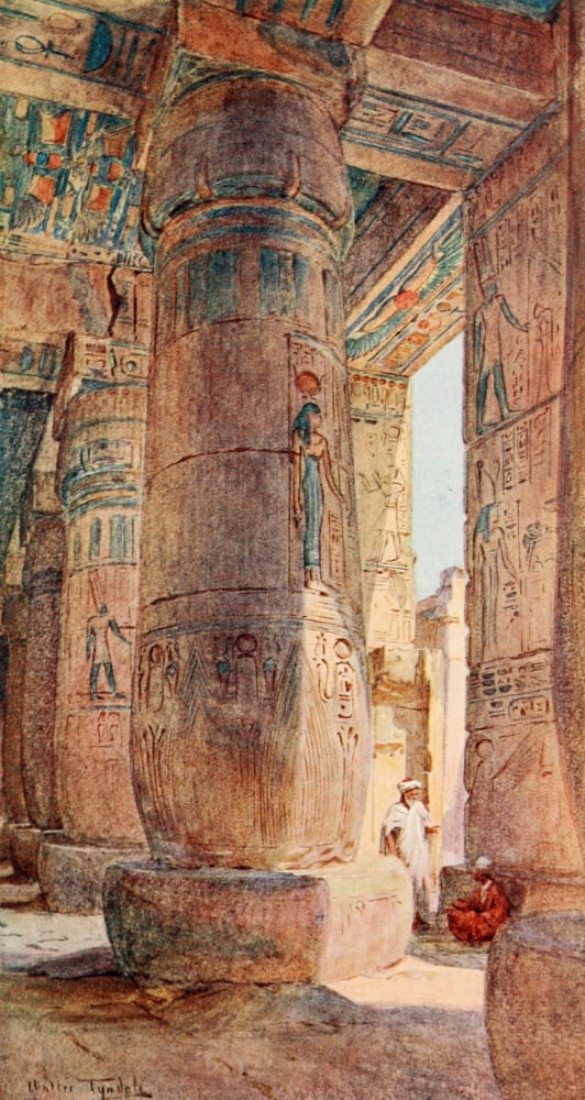 Below the Cataracts 1907 In the temple of Ramses III Medinet Habu Canvas Art - Walter Tyndale (24 x 36)