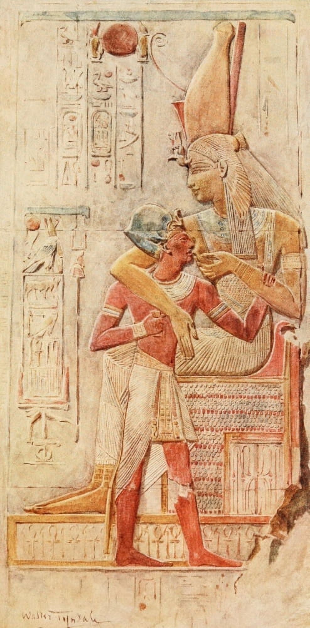 Below the Cataracts 1907 Isis sucking Seti I Abydos Canvas Art - Walter Tyndale (18 x 24)