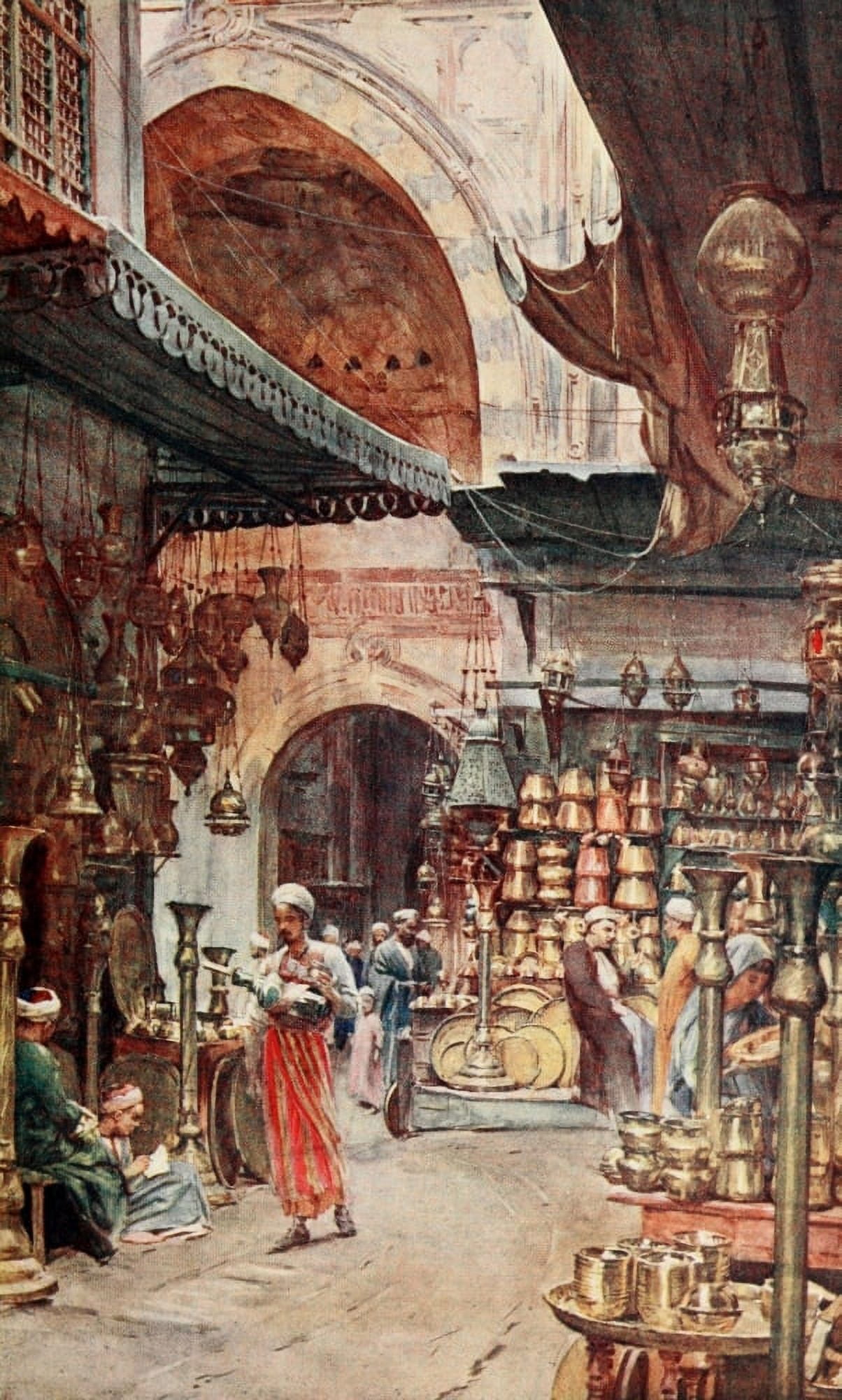 Below the Cataracts 1907 Khan El-Khalil Cairo Canvas Art - Walter Tyndale (24 x 36)