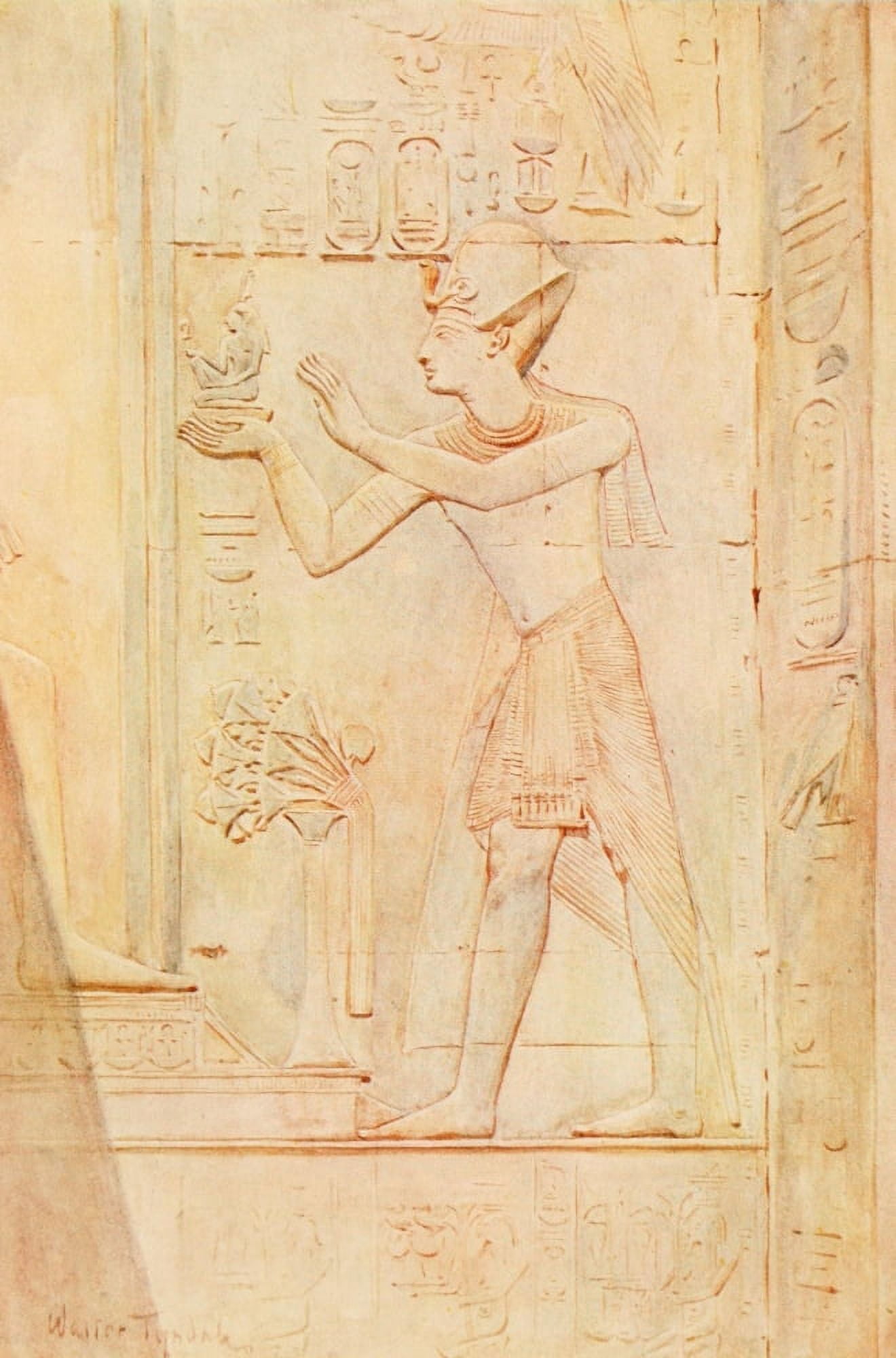 Below the Cataracts 1907 Seti I offering an image of truth to Osiris Canvas Art - Walter Tyndale (24 x 36)