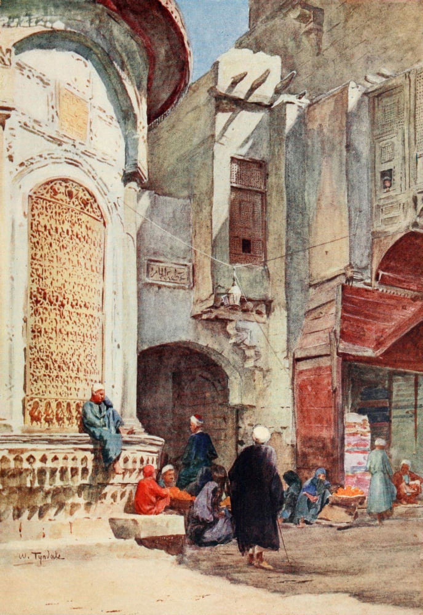 Below the Cataracts 1907 The Sebil near the gate of Zuweyla Canvas Art - Walter Tyndale (24 x 36)