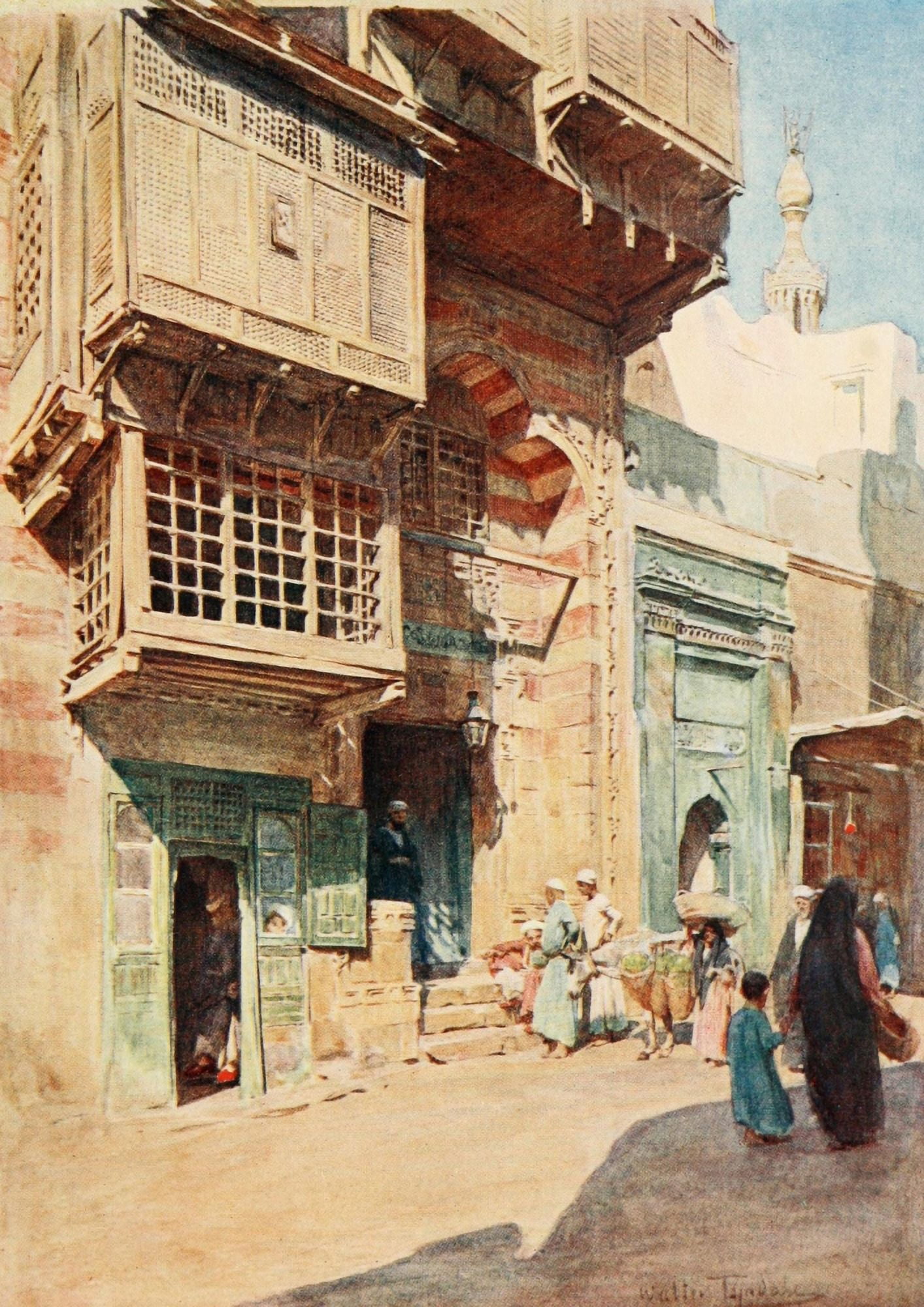 Below the Cataracts 1907 The Sheyks house in the Nahassin Cairo Canvas Art - Walter Tyndale (18 x 24)