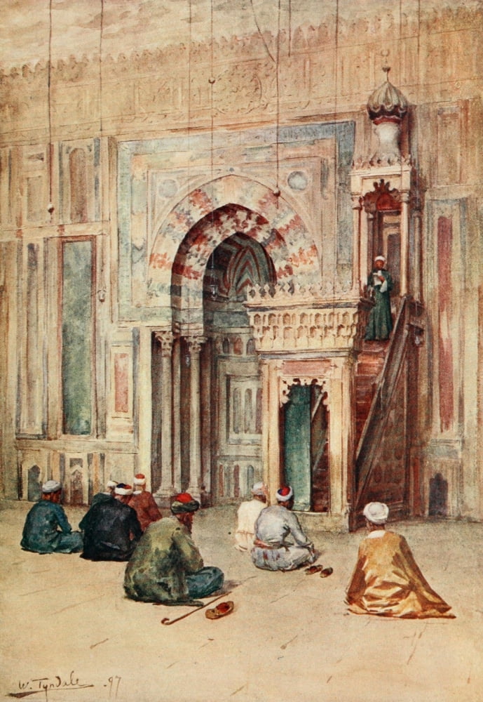 Below the Cataracts 1907 The sanctuary in the mosque of Sultan Hasan Canvas Art - Walter Tyndale (24 x 36)
