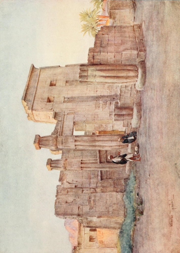 Below the Cataracts 1907 The temple of NekTenebo Medinet Habu Canvas Art - Walter Tyndale (24 x 36)