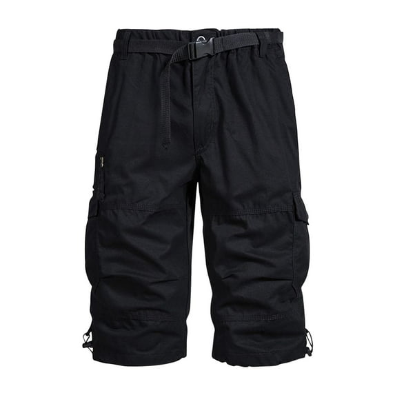 Below the Knee Shorts for Men Belted Classic Fit Multi Pockets Long Cargo Shorts for Men Casual Hiking Shorts