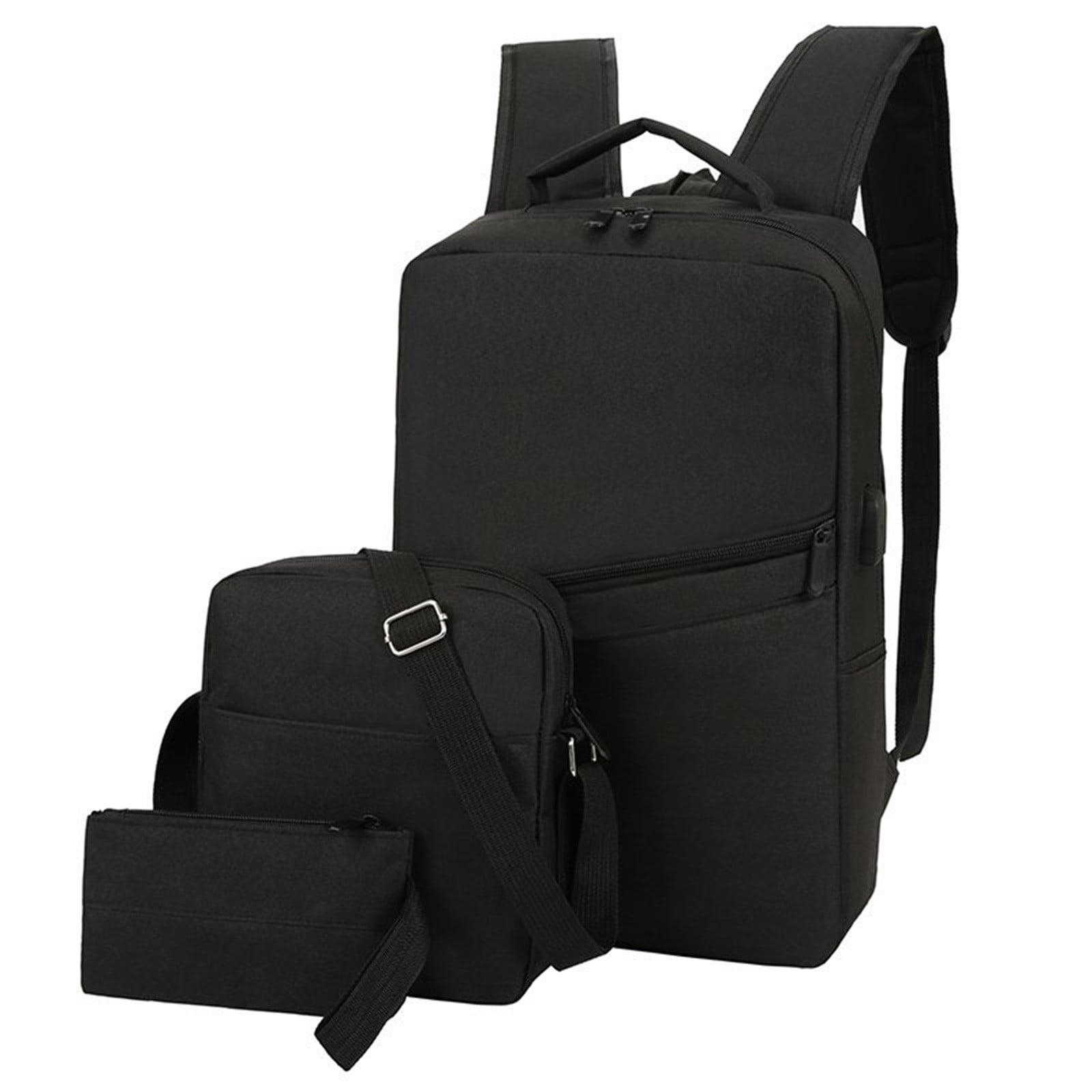 Belrova Backpack with USB Charging Lightweight Laptop Bookbag Crossbody Bags Purses Three Piece Set