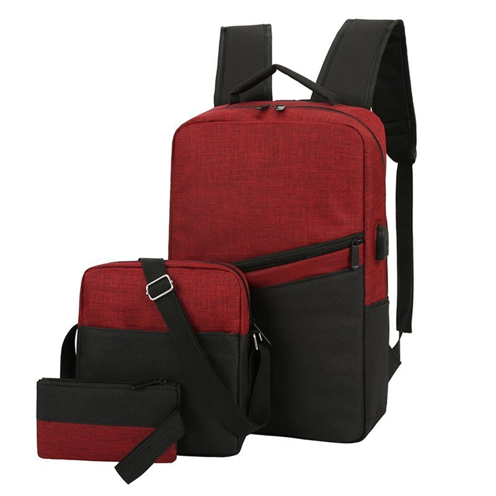 Belrova Backpack with USB Charging Lightweight Laptop Bookbag Crossbody Bags Purses Three Piece Set