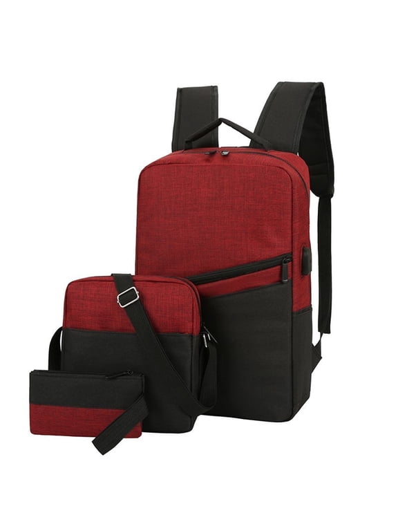 Backpack with USB Charging Lightweight Laptop Bookbag Crossbody Bags Purses Three Piece Set