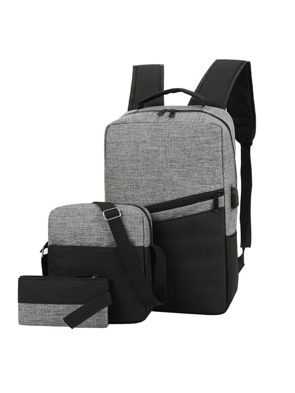 Backpack with USB Charging Lightweight Laptop Bookbag Crossbody Bags Purses Three Piece Set