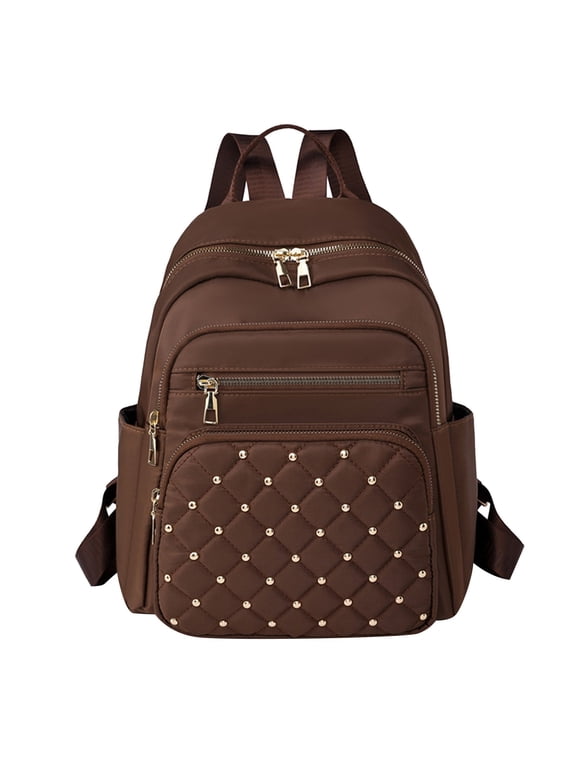 Casual Lightweight Backpack for Women Vintage Fashion Solid Color Check Shoulder Bags