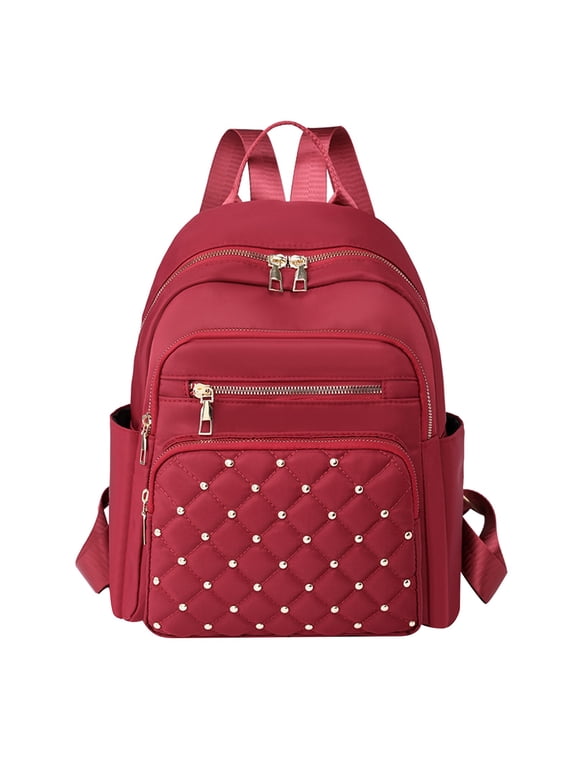 Casual Lightweight Backpack for Women Vintage Fashion Solid Color Check Shoulder Bags
