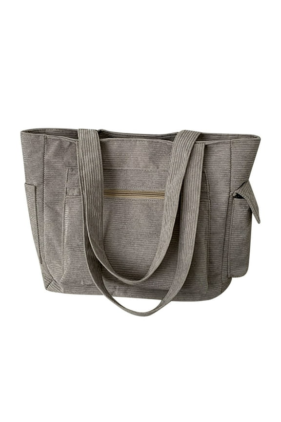 Corduroy Tote Bag for Women Canvas Big Capacity Shoulder Bag with Inner Pocket for Daily