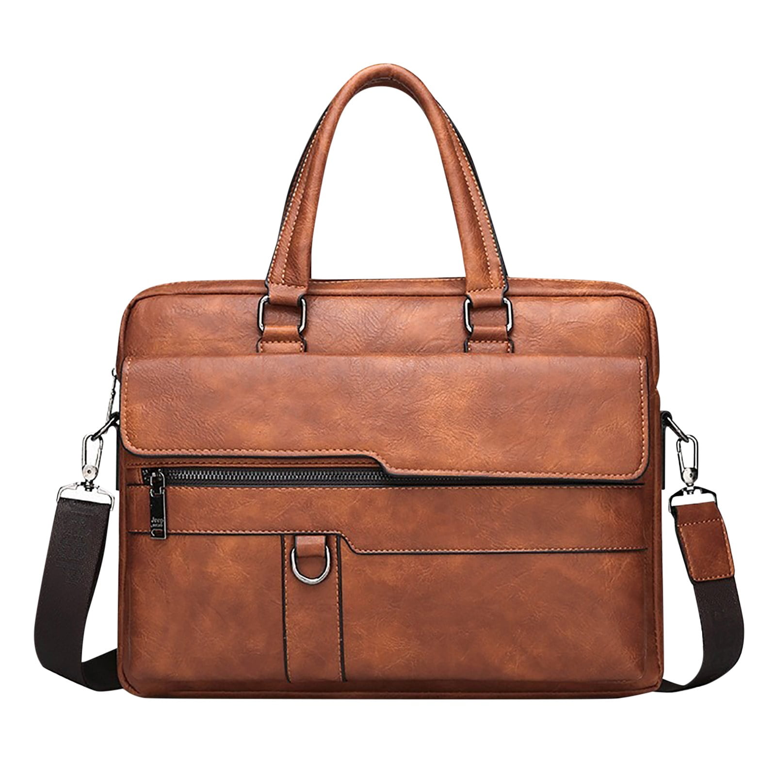 Belrova Leather Briefcase for Men Laptop Handbags Large Capacity Retro Work Messenger Crossbody Shoulder Bags