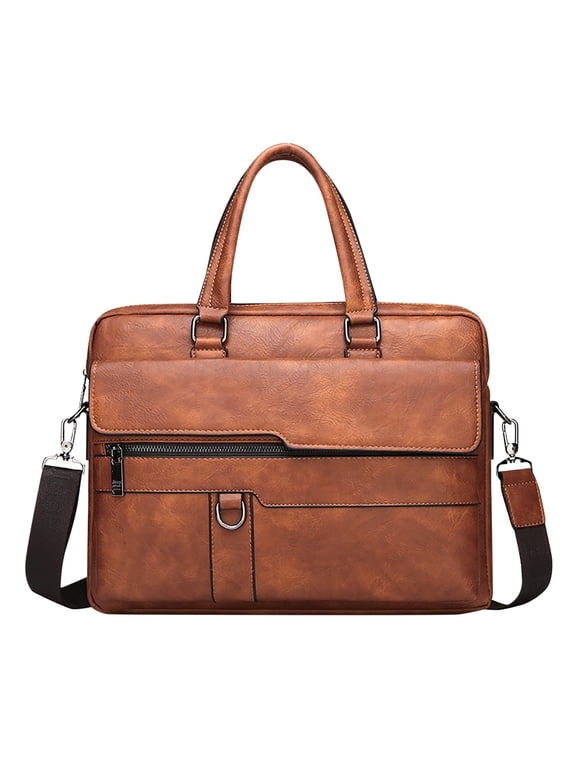 Leather Briefcase for Men Laptop Handbags Large Capacity Retro Work Messenger Crossbody Shoulder Bags