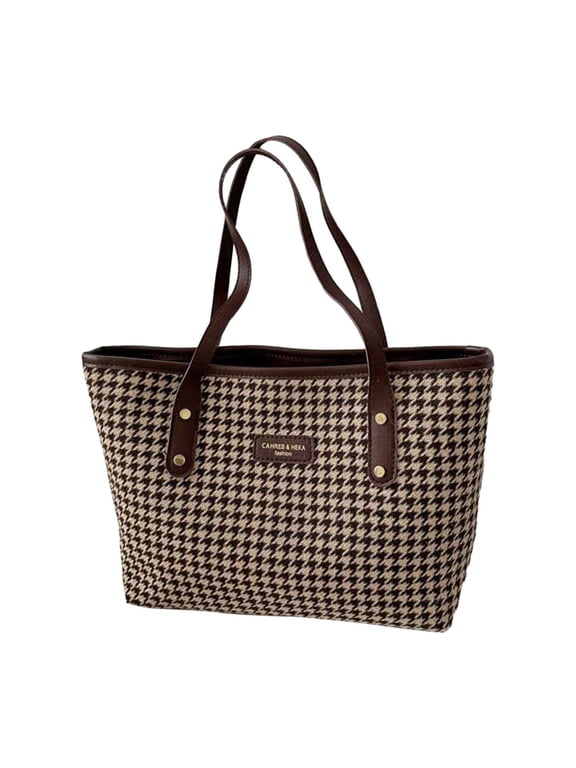 Tote Bags for Women Leisure Synthetic Leather Handbags Classic Checkered Shoulder Bags