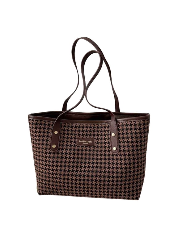 Tote Bags for Women Leisure Synthetic Leather Handbags Classic Checkered Shoulder Bags