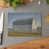 U R There Photography Belsay Road White Rustic Farmhouse Tempered-Glass Cutting Board 8"x 11"