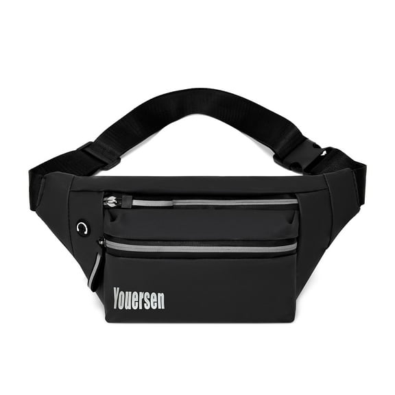 Youersen Belt Bag, Fanny Bag for Travel, Sports, Men and Women, and Daily Use, Black