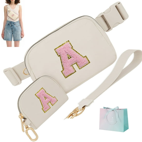Belt Bag Fanny Pack Crossbody Bags with Initials Letter Patch Cute Stuff Birthday Gifts for Teenager Girls Trendy Stuff for Teens