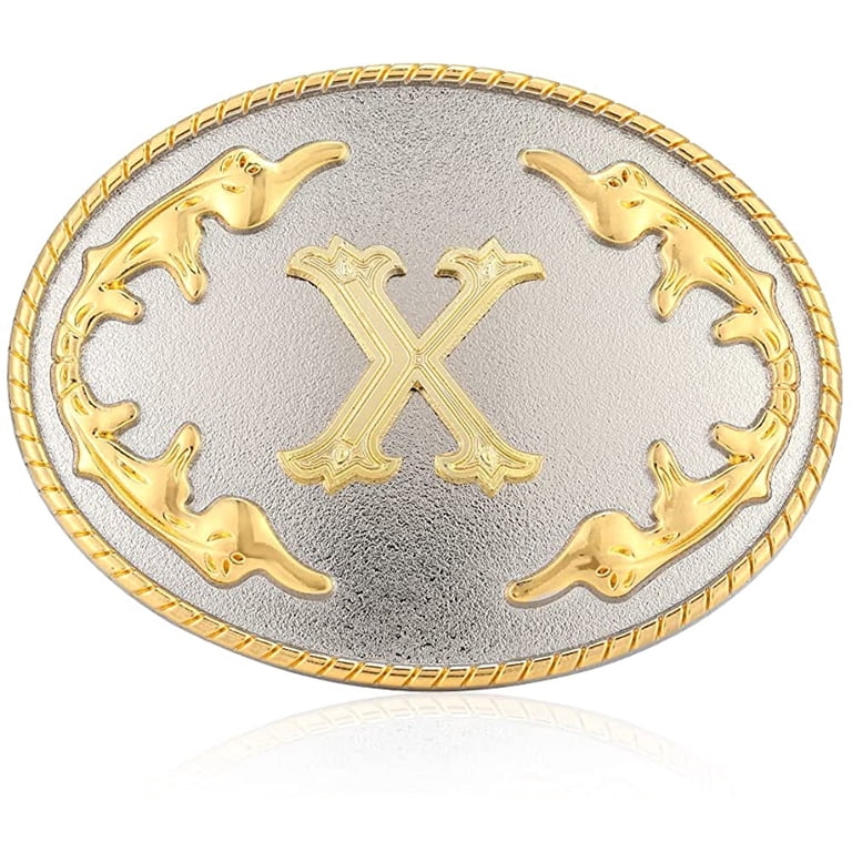 Belt Buckle Men -Western Cowboy Rodeo Gold Large Alphabet  display picture 1