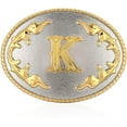 thumbnail image 1 of Belt Buckle Men -Western Cowboy Rodeo Gold Large Alphabet Letter ABCDMRJ to Y Initial Belt Buckles for Women, 1 of 5