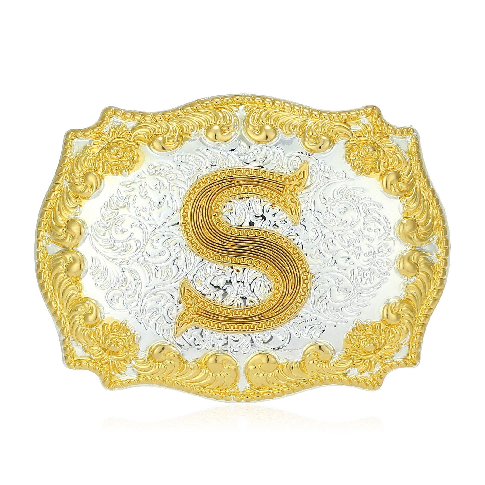 Western Cowboy Initial Belt Buckle – Zinc Alloy Antique Silver, Fits 1.58" Belt - View #5