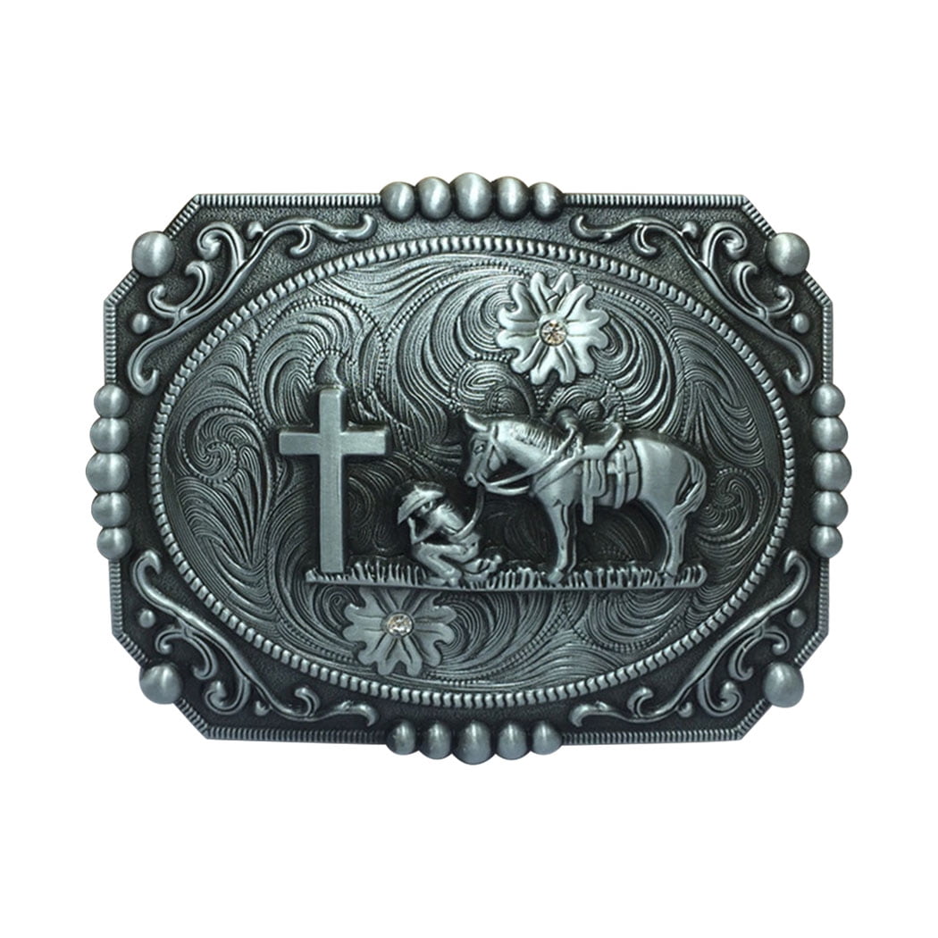Men Women Belt Buckle Antique Silver Metal Western Cross – alwaystyle4you
